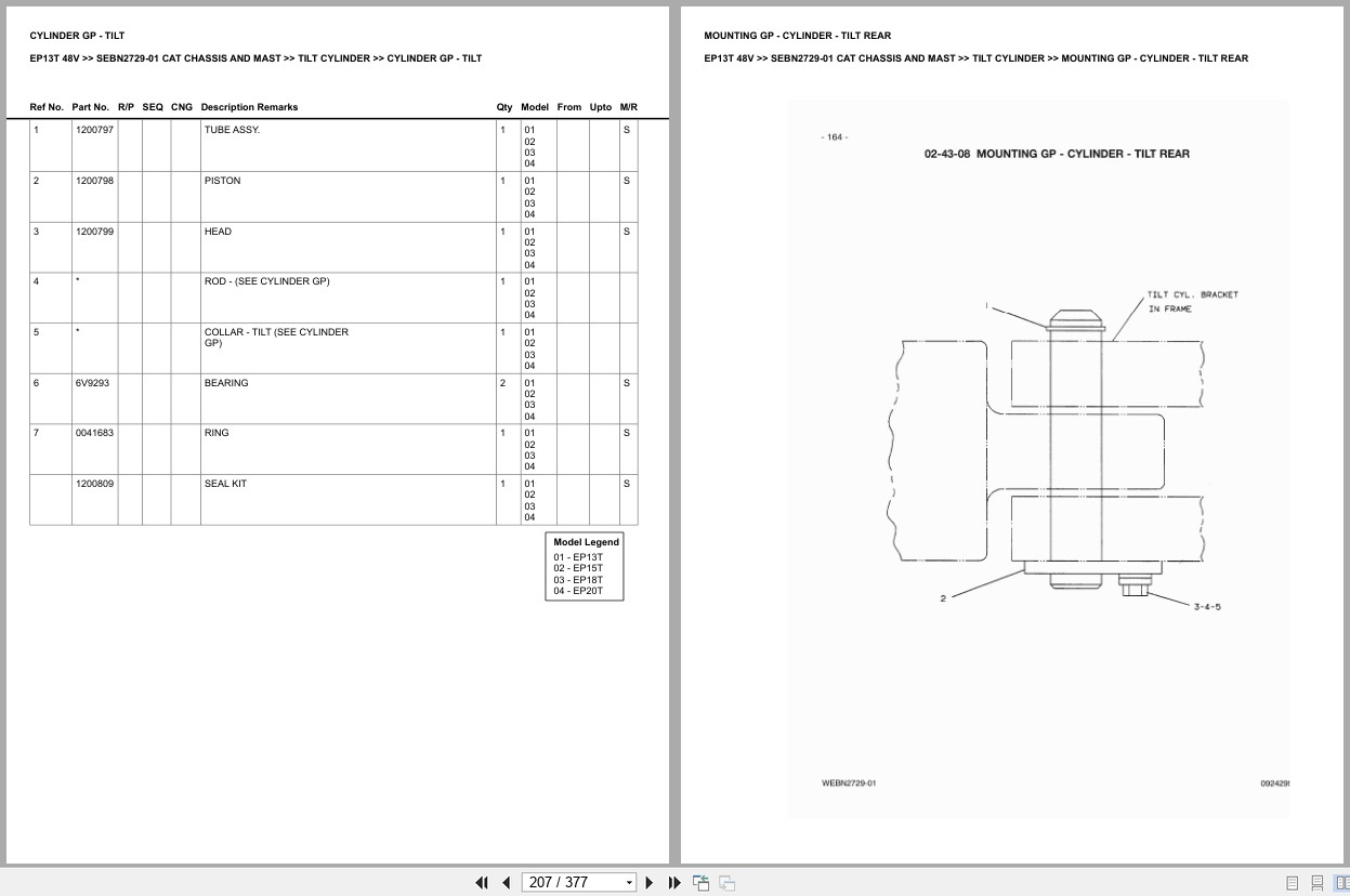 Caterpillar Forklift EP13T 48V Chassis Mast Europe Parts Catalog SEBN2729 01 (2)