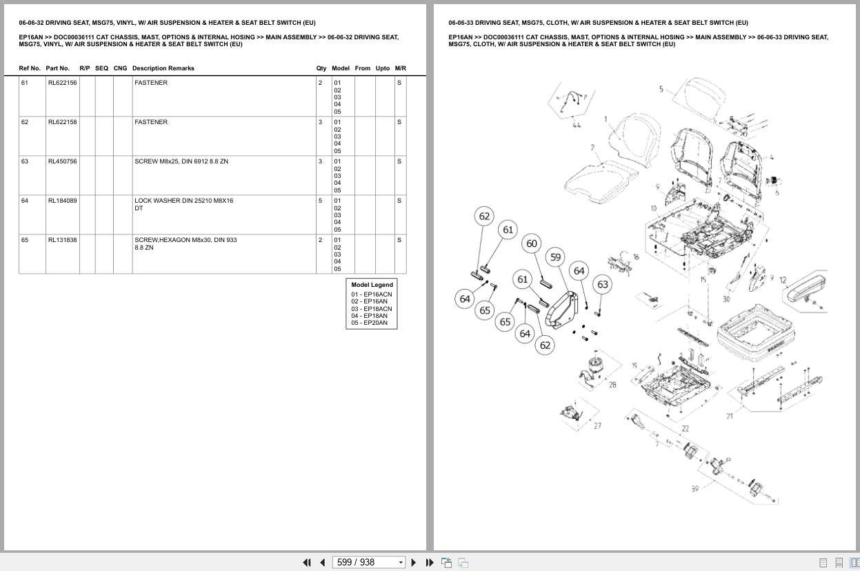 Caterpillar Forklift EP16AN Chassis Mast Options Internal Hosing Europe Parts Catalog DOC00036111 (2)