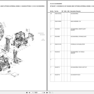 Caterpillar Forklift EP18ACNT Chassis Mast Options Internal Hosing Europe Parts Catalog DOC00036110 (1)