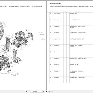 Caterpillar Forklift EP18AN Chassis Mast Options Internal Hosing Europe Parts Catalog DOC00036111 (1)