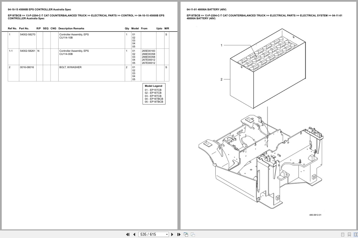 Caterpillar Forklift EP18TBCB Europe Parts Catalog 13 P 2204 C T (2)