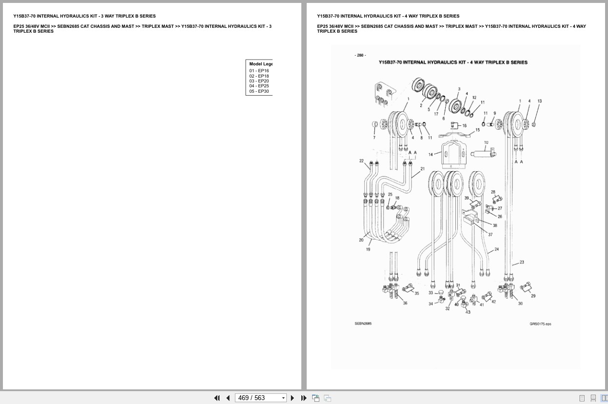Caterpillar Forklift EP25 36 48V MCII Chassis Mast Europe Parts Catalog SEBN2685 (2)