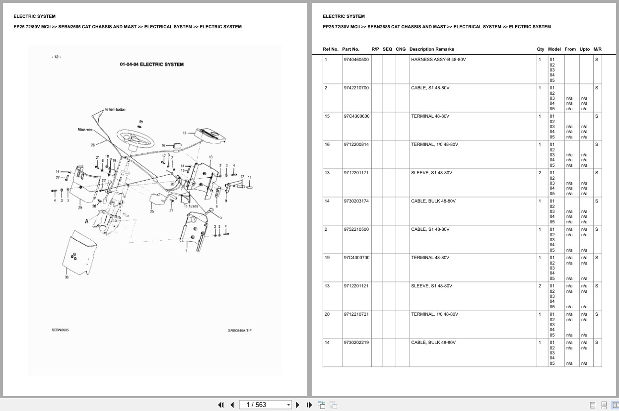 Caterpillar Forklift EP25 72 80V MCII Chassis Mast Europe Parts Catalog SEBN2685 (1)