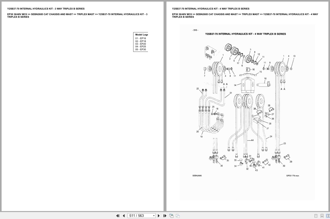 Caterpillar Forklift EP30 36 48V MCII Chassis Mast Europe Parts Catalog SEBN2685 (2)