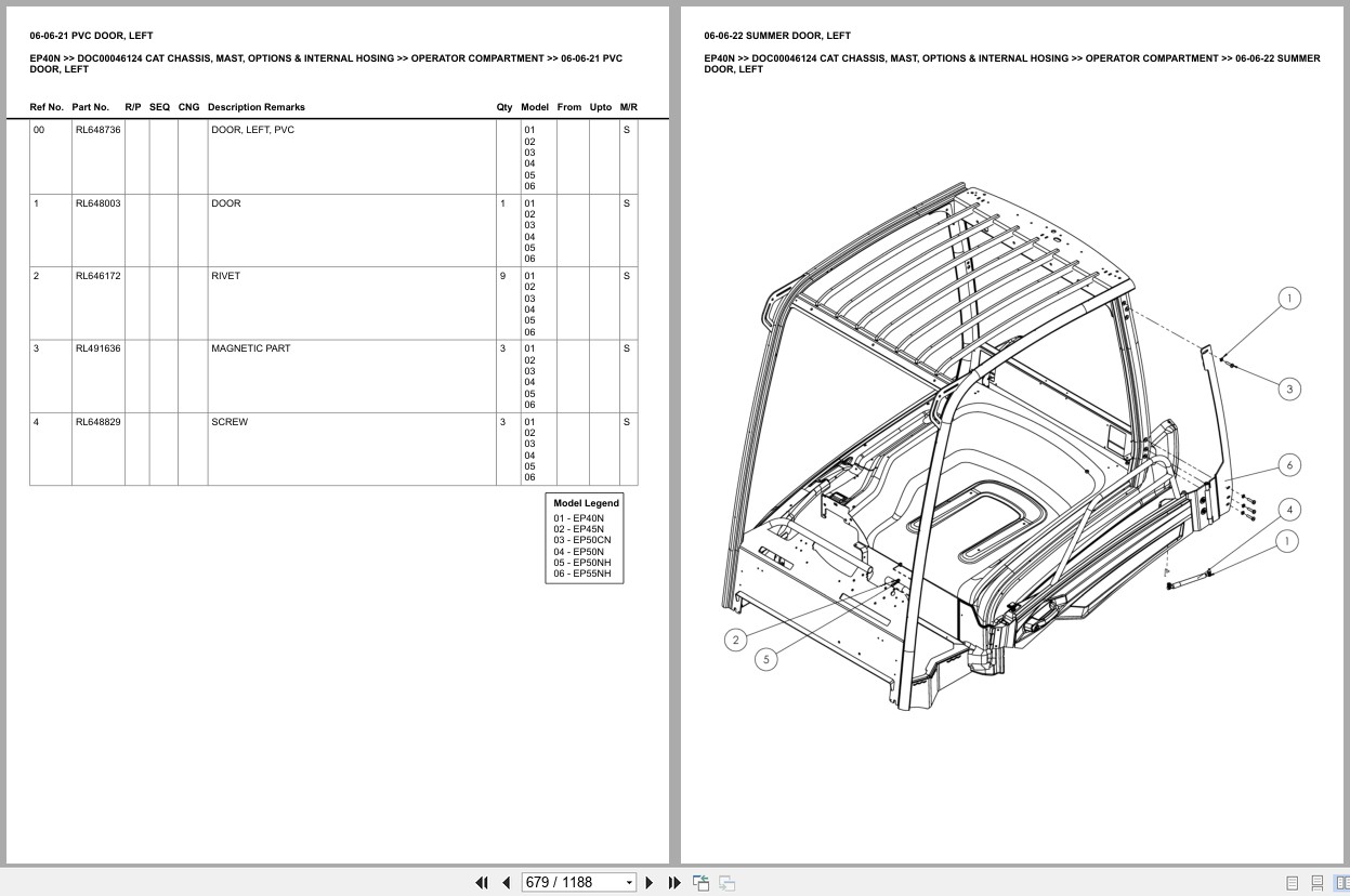 Caterpillar Forklift EP40N Chassis Mast Options Internal Hosing Europe Parts Catalog DOC00046124 (2)