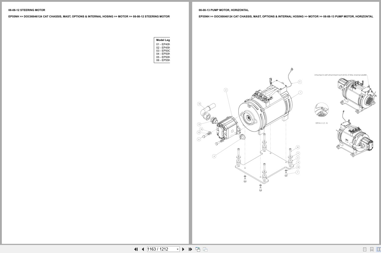 Caterpillar Forklift EP55NH Chassis Mast Options Internal Hosing Europe Parts Catalog DOC00046124 (2)