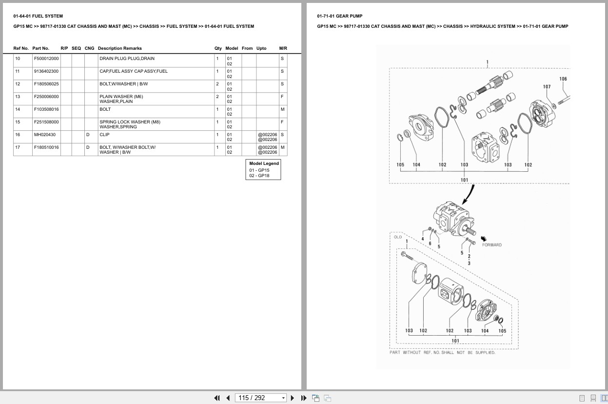 Caterpillar Forklift GP15 MC Europe Parts Catalog (2)