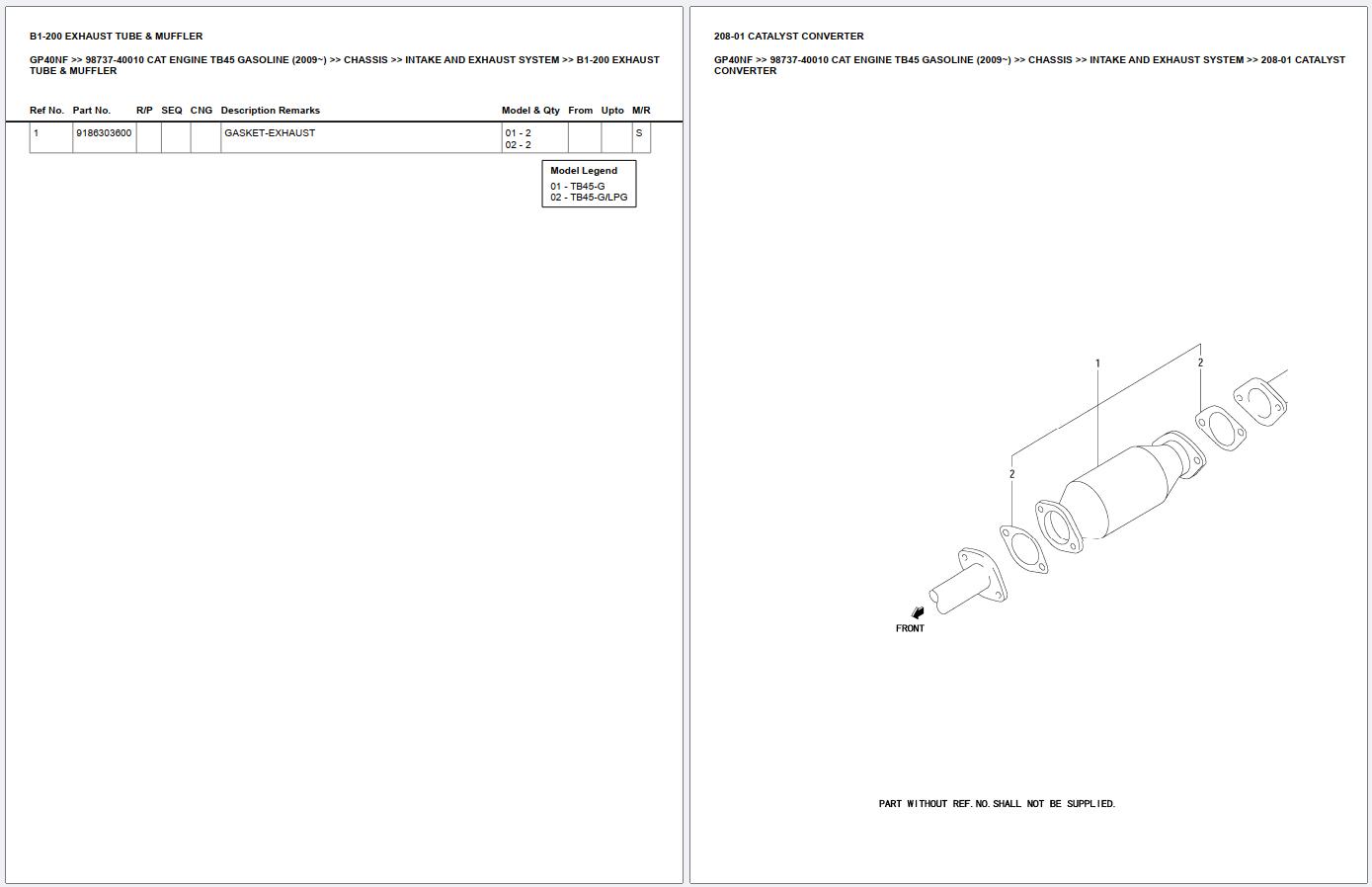 Caterpillar Forklift GP40NF Engine TB45 Gasoline 2009 Europe Parts Catalog 98737 40010 (2)