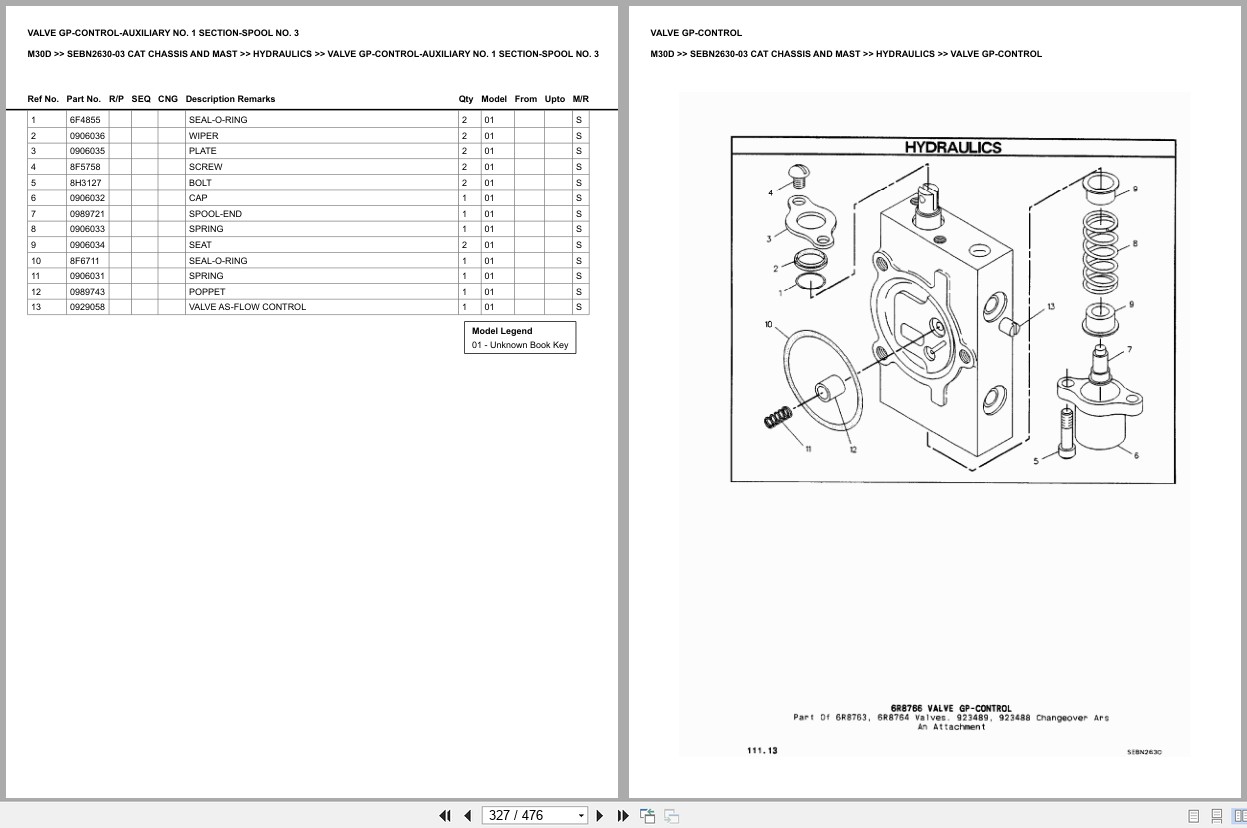 Caterpillar Forklift M30D Chassis Mast Europe Parts Catalog SEBN2630 03 (2)
