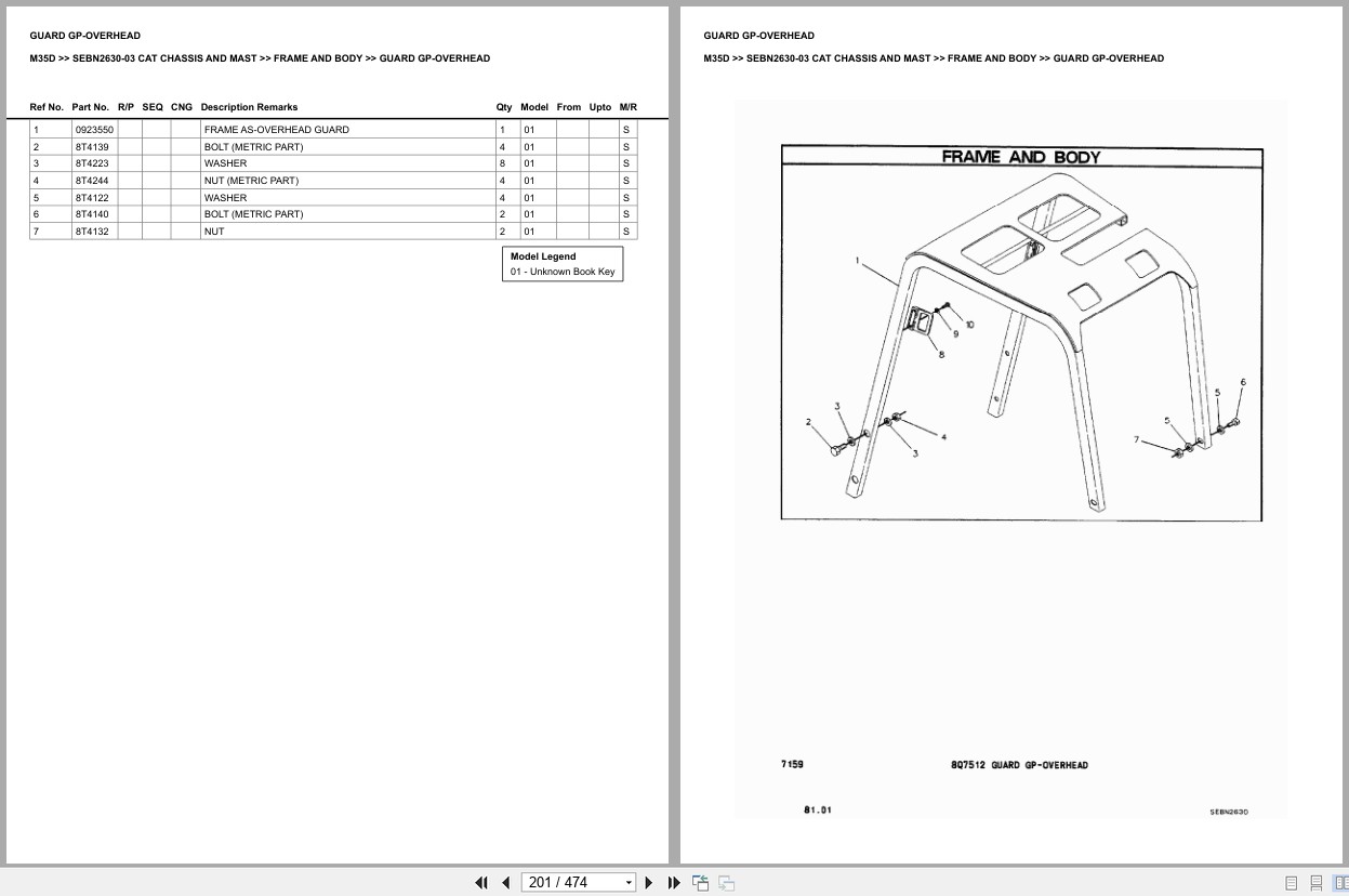 Caterpillar Forklift M35D Chassis Mast Europe Parts Catalog SEBN2630 03 (2)