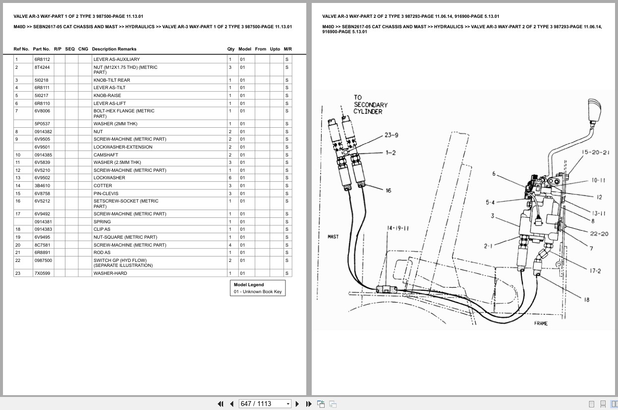 Caterpillar Forklift M40D Chassis Mast Europe Parts Catalog SEBN2617 05 (2)