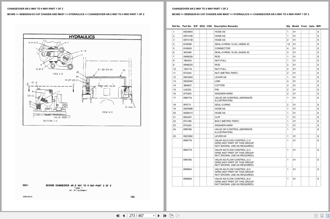 Caterpillar Forklift MC40D Chassis Mast Europe Parts Catalog SEBN2630 03 (2)