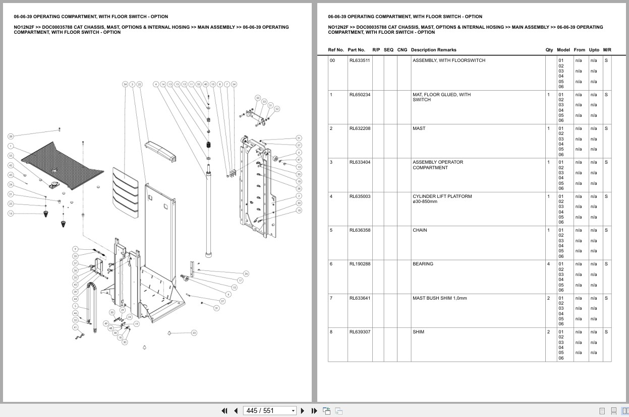 Caterpillar Forklift NO12N2F Chassis Mast Options Internal Hosing Europe Parts Catalog DOC00035788 (2)