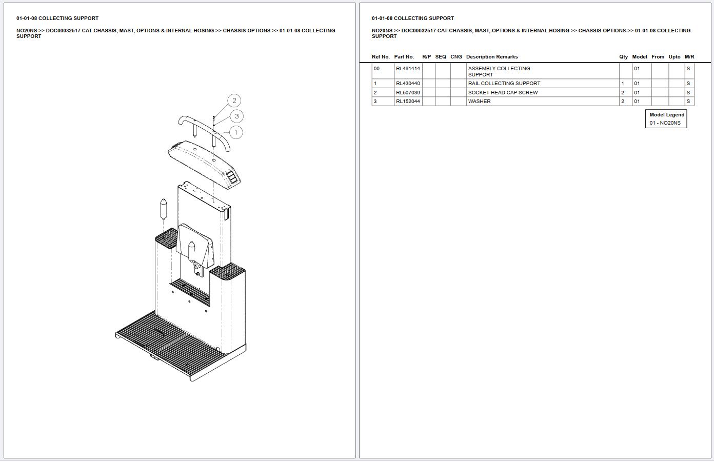 Caterpillar Forklift NO20NS Chassis Mast Options Internal Hosing Europe Parts Catalog DOC00032517 (2)