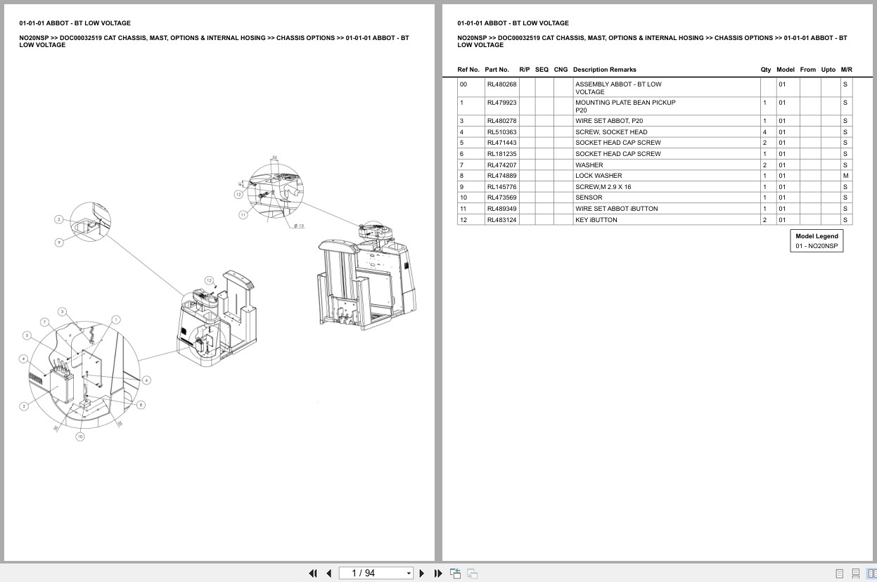 Caterpillar Forklift NO20NSP Chassis Mast Options Internal Hosing Europe Parts Catalog DOC00032519 (1)