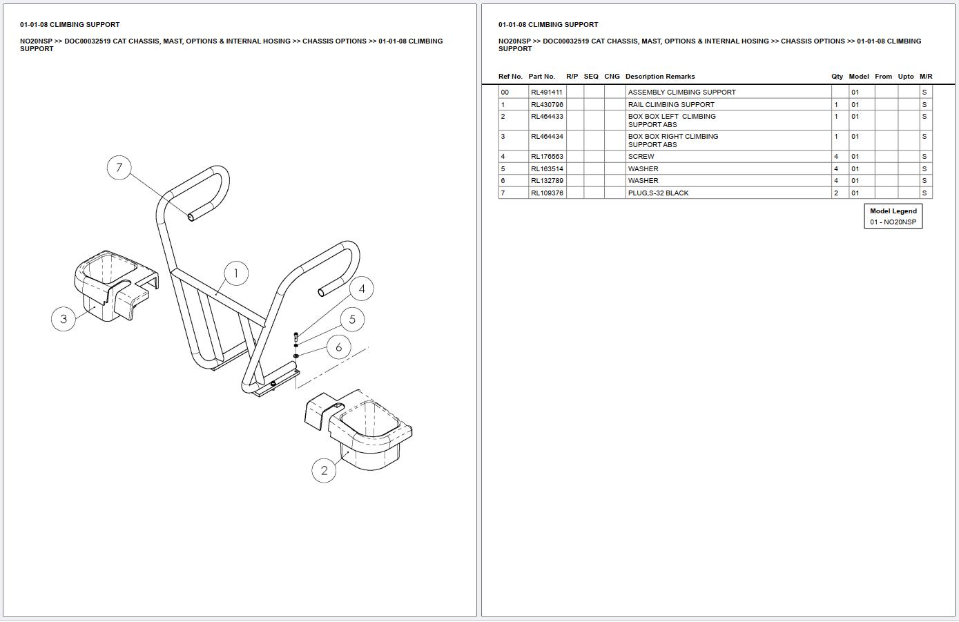 Caterpillar Forklift NO20NSP Chassis Mast Options Internal Hosing Europe Parts Catalog DOC00032519 (2)