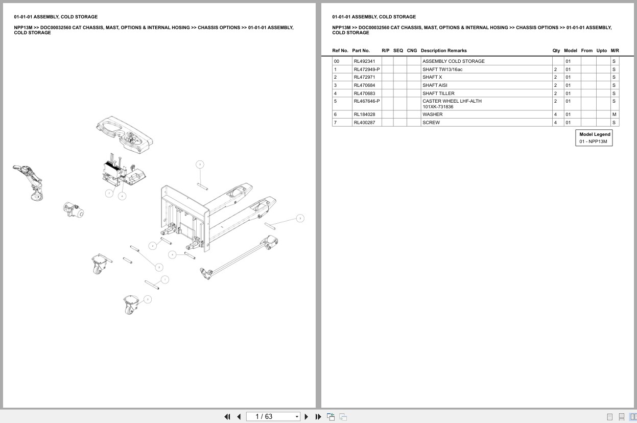 Caterpillar Forklift NPP13M Chassis Mast Options Internal Hosing Europe Parts Catalog DOC00032560 (1)