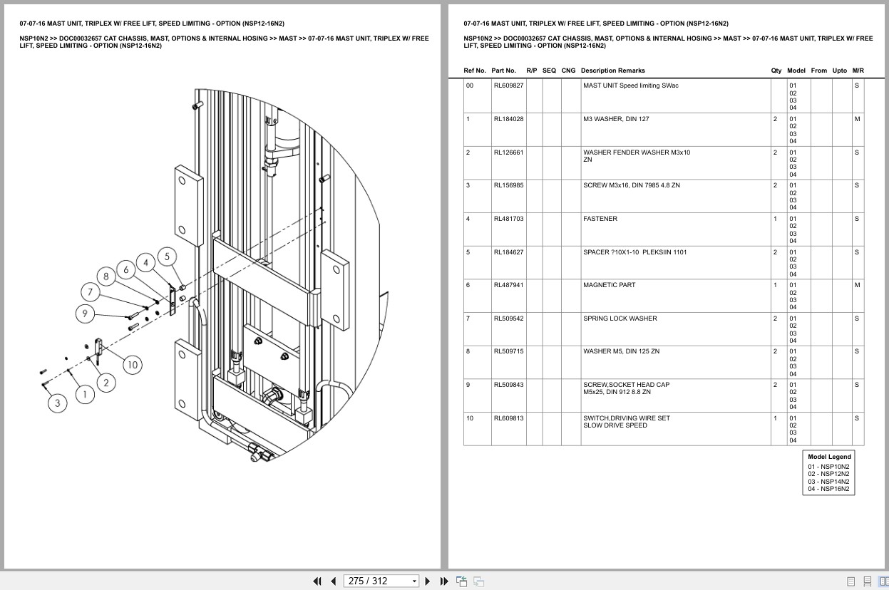 Caterpillar Forklift NSP10N2 Europe Parts Catalog (2)