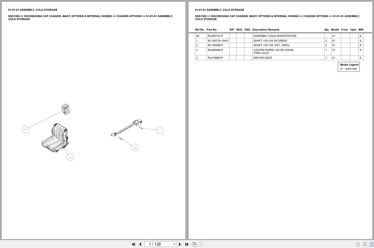 Caterpillar Forklift NSS15NI Chassis Mast Options Internal Hosing Europe Parts Catalog DOC00032604 (1)