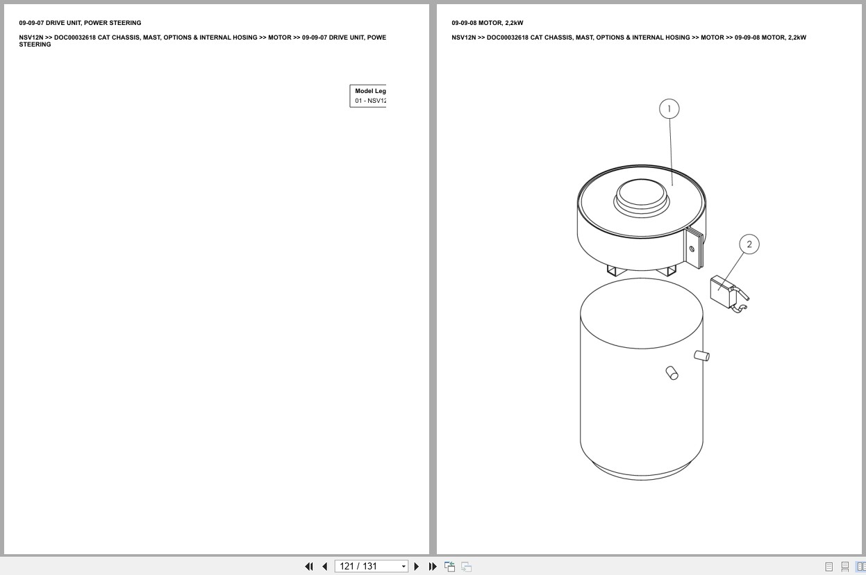 Caterpillar Forklift NSV12N Chassis Mast Options Internal Hosing Europe Parts Catalog DOC00032618 (2)
