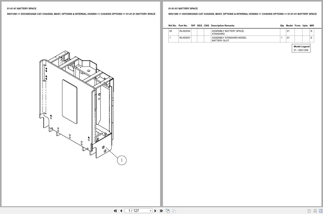 Caterpillar Forklift NSV12NI Chassis Mast Options Internal Hosing Europe Parts Catalog DOC00032620 (1)