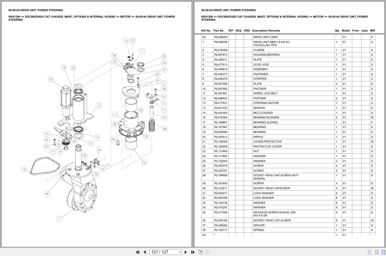 Caterpillar Forklift NSV12NI Chassis Mast Options Internal Hosing Europe Parts Catalog DOC00032620 (2)