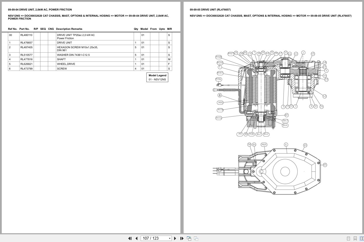 Caterpillar Forklift NSV12NS Chassis Mast Options Internal Hosing Europe Parts Catalog DOC00032628 (2)
