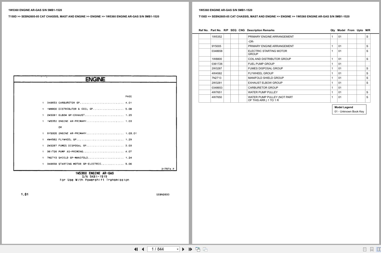 Caterpillar Forklift T150D Europe Parts Catalog (1)