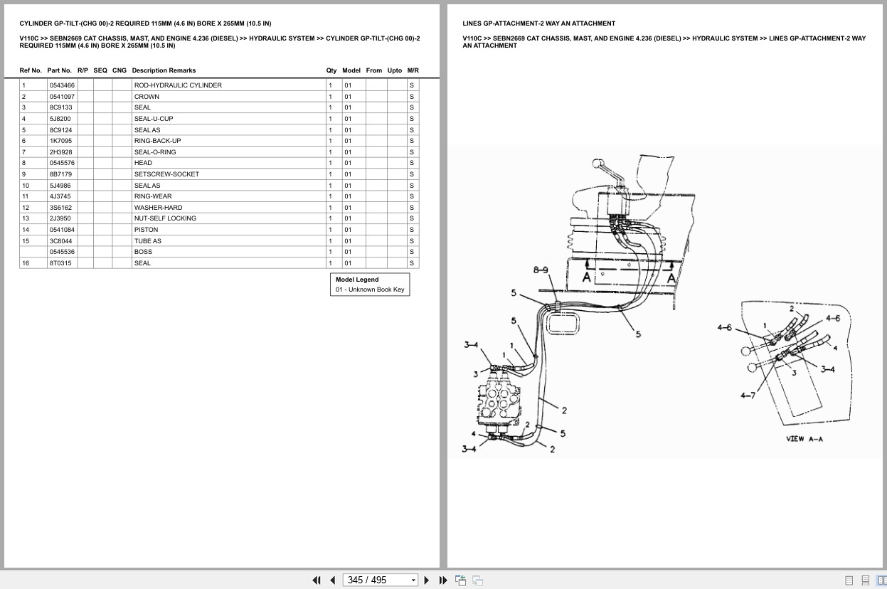 Caterpillar Forklift V110C Chassis Mast Engine 4.236 Diesel Europe Parts Catalog SEBN2669 (2)