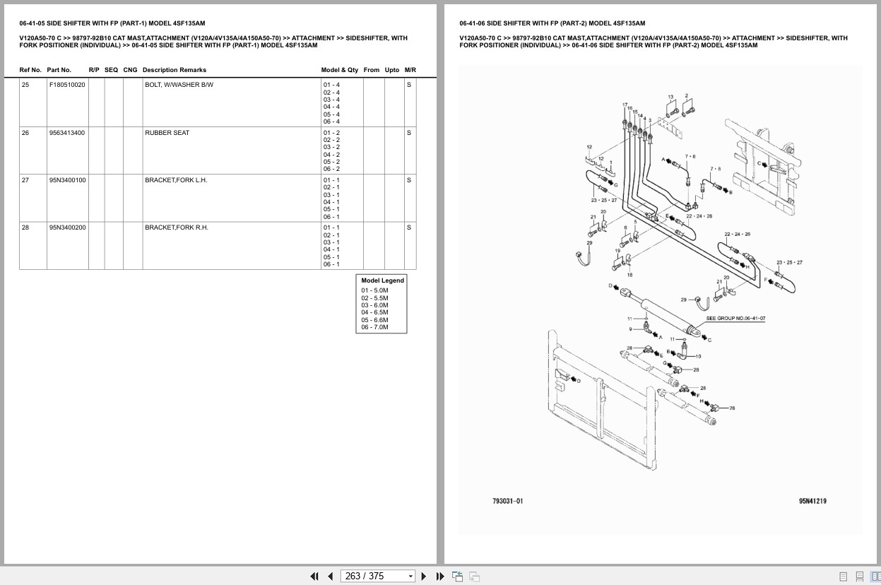 Caterpillar Forklift V120A50 70 C Mast Attachment (V120A 4V135A 4A150A50 70) Europe Parts Catalog 98797 92B10 (2)