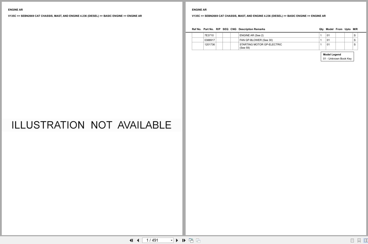 Caterpillar Forklift V135C Chassis Mast Engine 4.236 Diesel Europe Parts Catalog SEBN2669 (1)