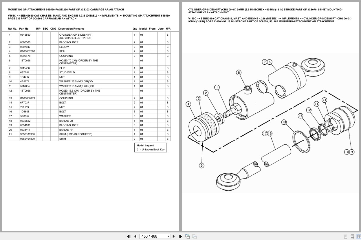 Caterpillar Forklift V155C Chassis Mast Engine 4.236 Diesel Europe Parts Catalog SEBN2669 (2)