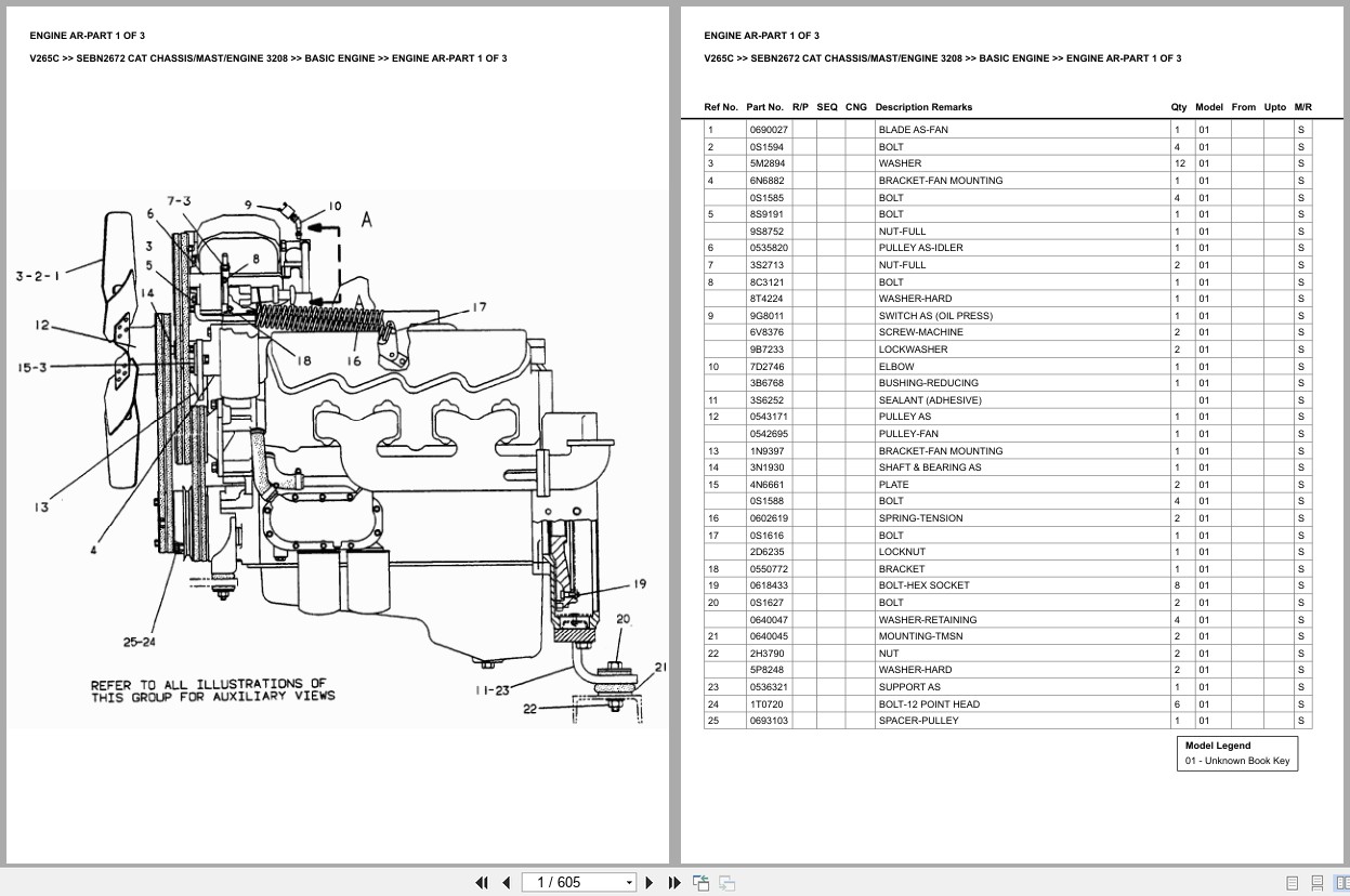Caterpillar Forklift V265C Chassis Mast Engine 3208 Europe Parts Catalog SEBN2672 (1)