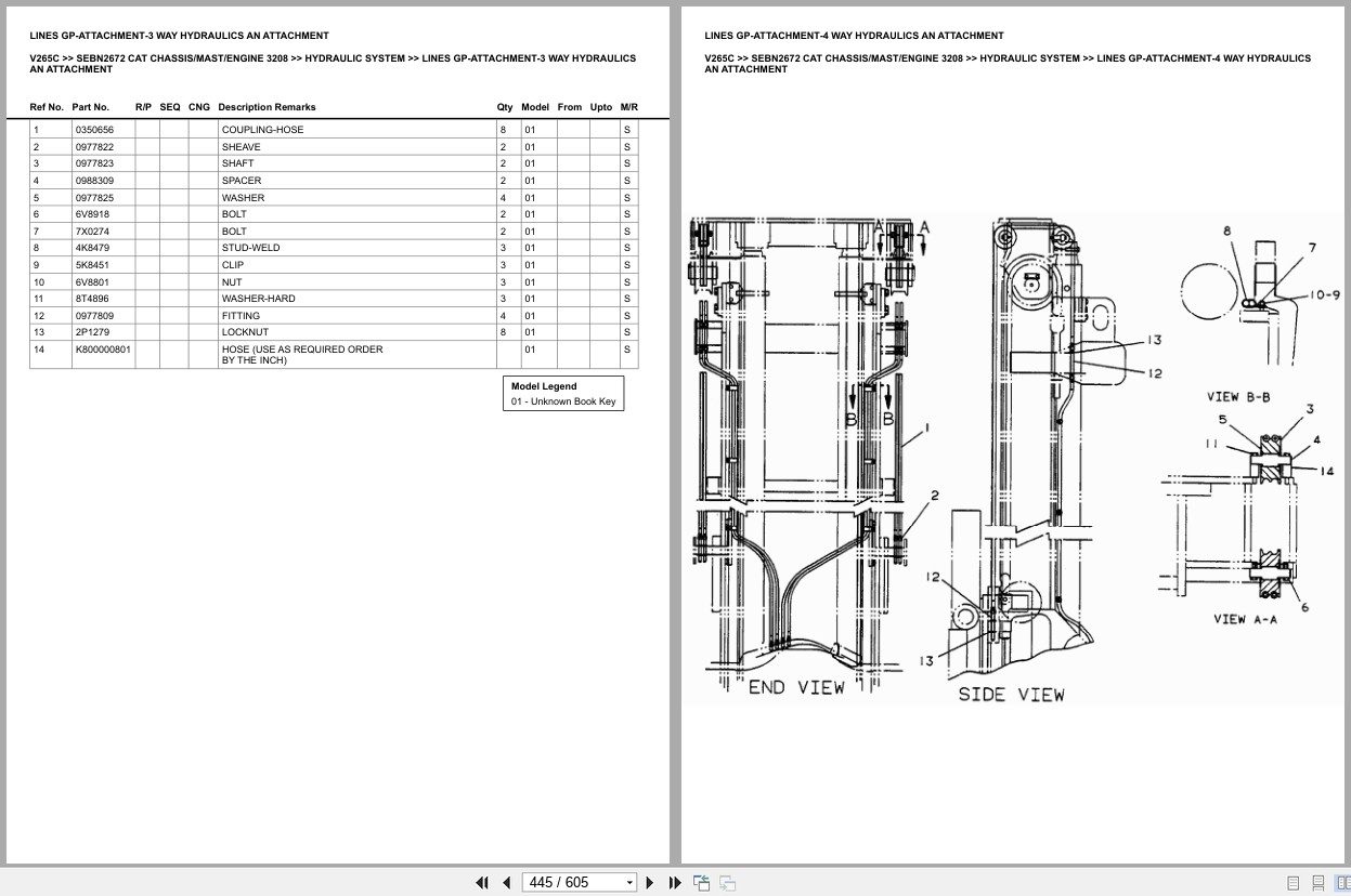 Caterpillar Forklift V265C Chassis Mast Engine 3208 Europe Parts Catalog SEBN2672 (2)