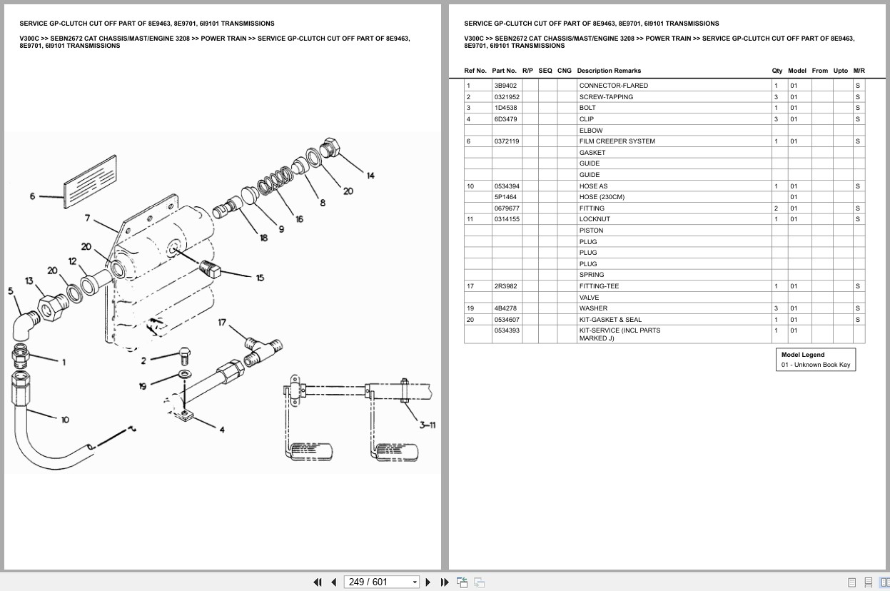 Caterpillar Forklift V300C Chassis Mast Engine 3208 Europe Parts Catalog SEBN2672 (2)