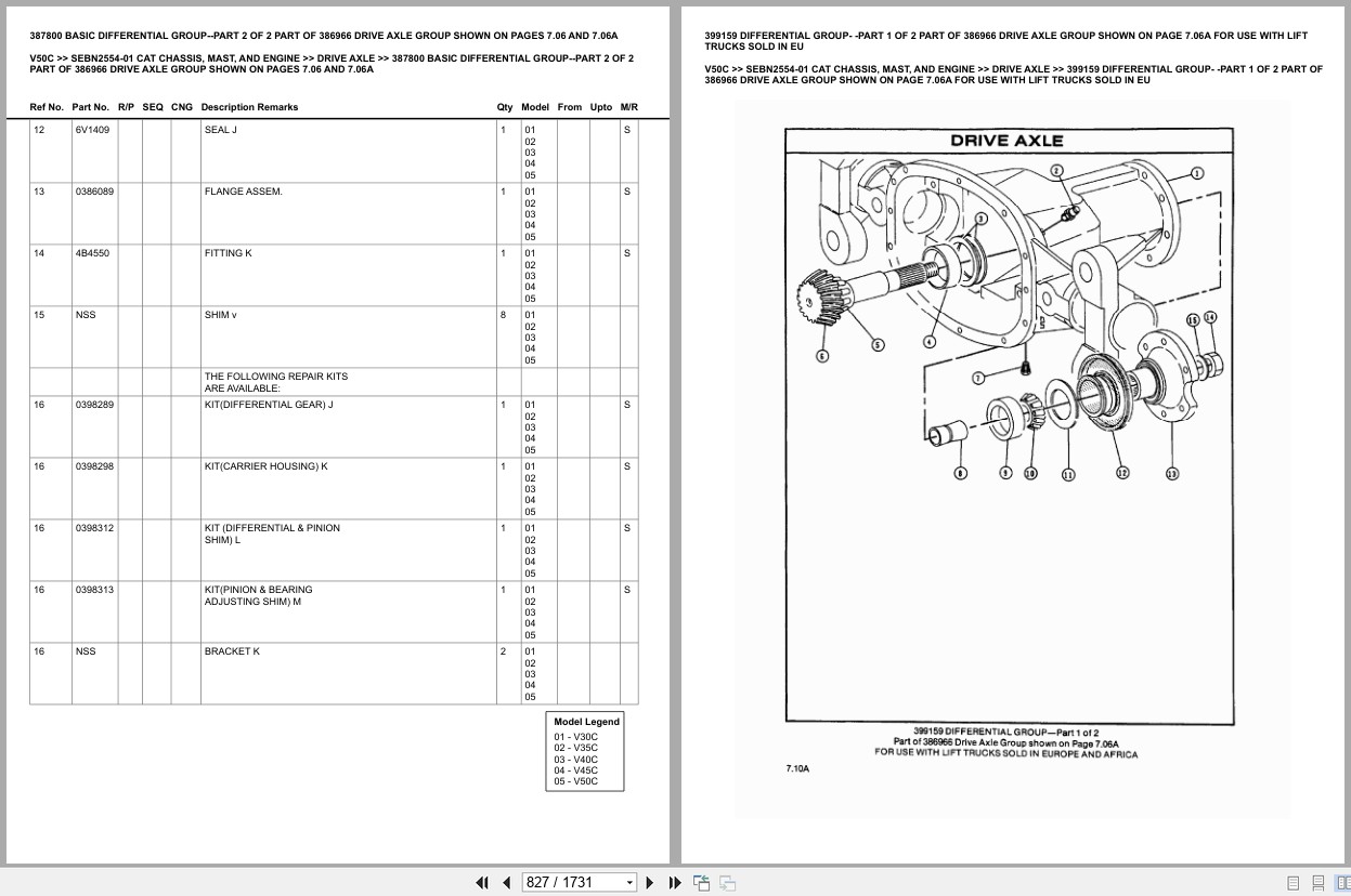 Caterpillar Forklift V50C Europe Parts Catalog (2)
