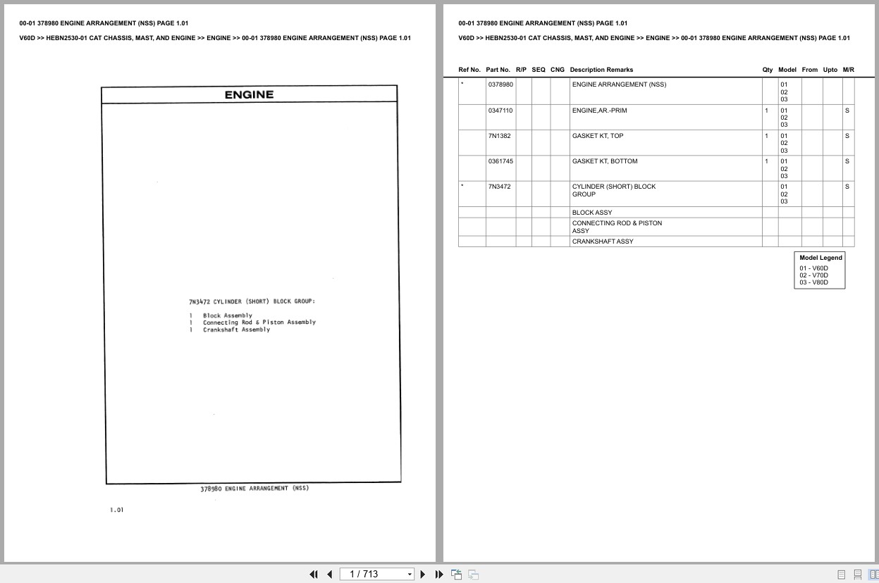 Caterpillar Forklift V60D Chassis Mast Engine Europe Parts Catalog HEBN2530 01 (1)
