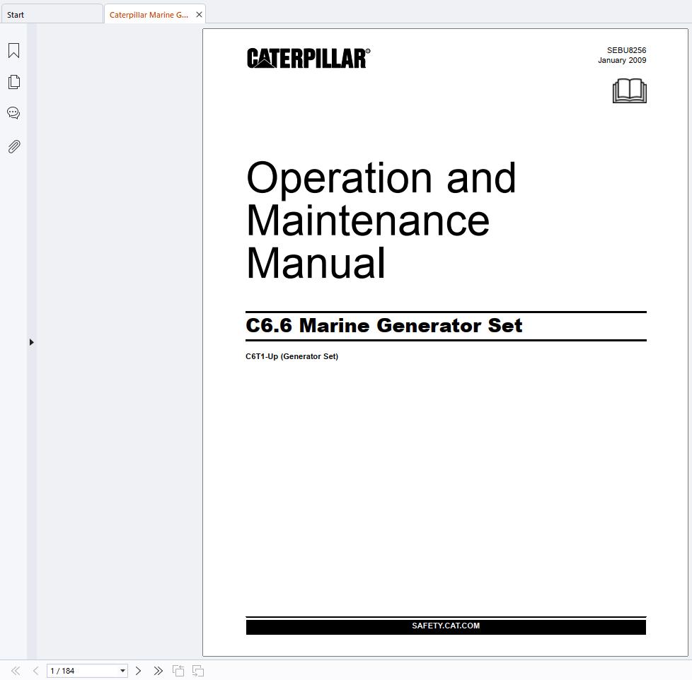 Caterpillar Marine Generator Set C6.6 Operation Maittenance Manual SEBU8256 (1)