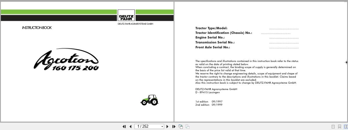 Deutz Fahr Tractor Agrotron 160 175 200 Operators Manual (1)