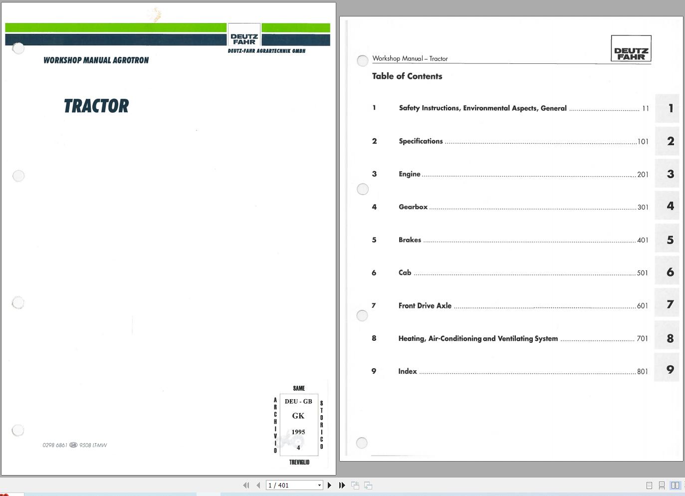 Deutz Fahr Tractor Agrotron 4.70 to 6.45 Workshop Manual (1)