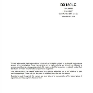 Doosan Excavator DX180LC Parts Catalog K1024424EF 1