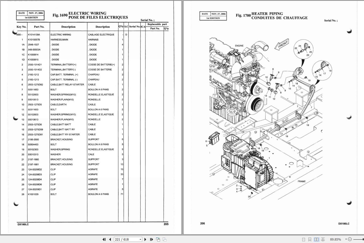 Doosan Excavator DX180LC Parts Catalog K1024424EF 2