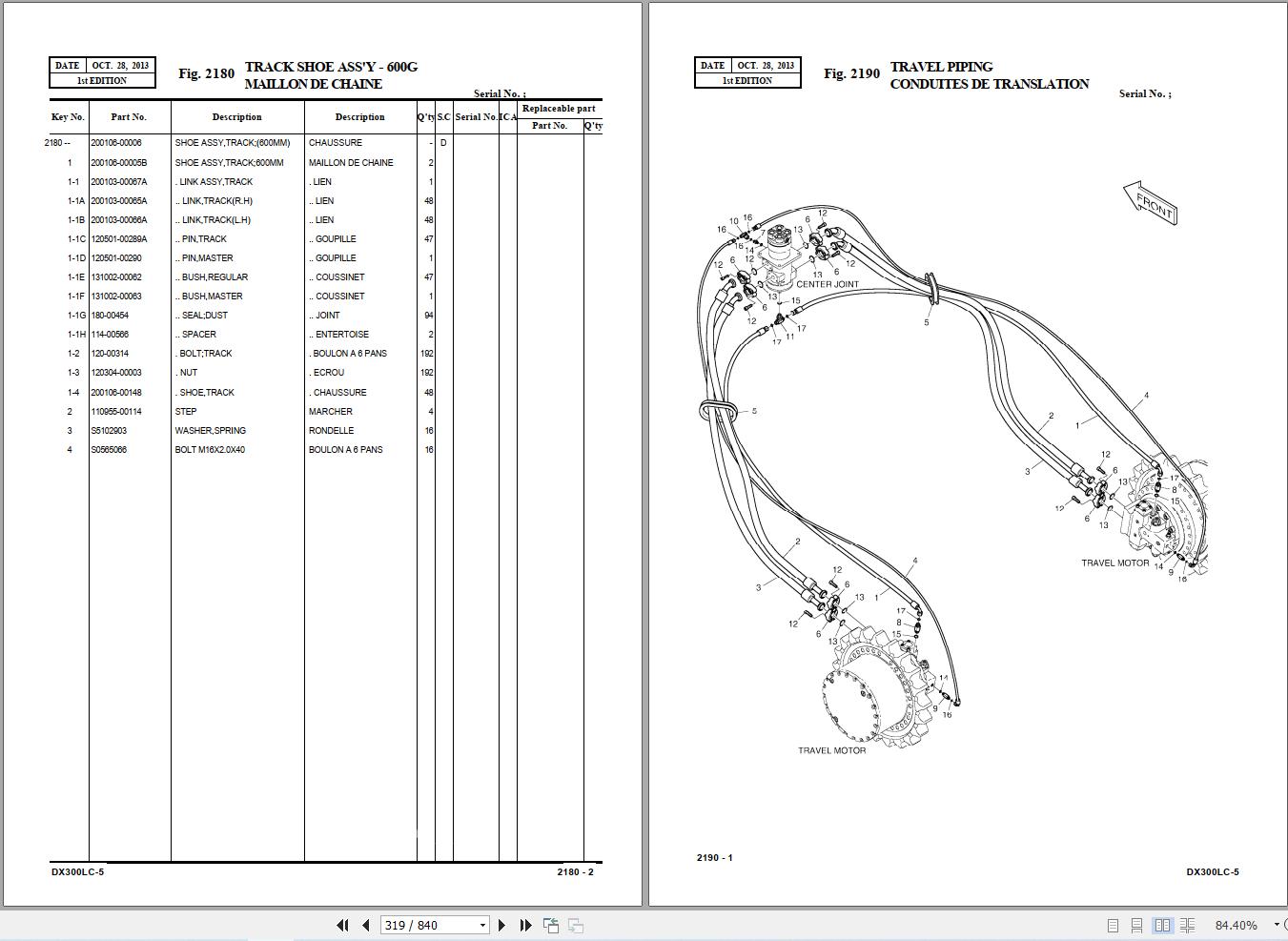 Doosan Excavator DX300LC 5 Parts Catalog 950106 00982EF 1 2
