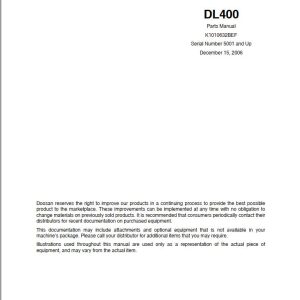 Doosan Wheel Loader DL400 Parts Catalog K1010632BEF 1