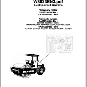 Dynapac Vibratory Roller CA250 Tier I To CA280 Tier III Workshop Manual Electrical Circuit Diagram W3023EN3 (1)