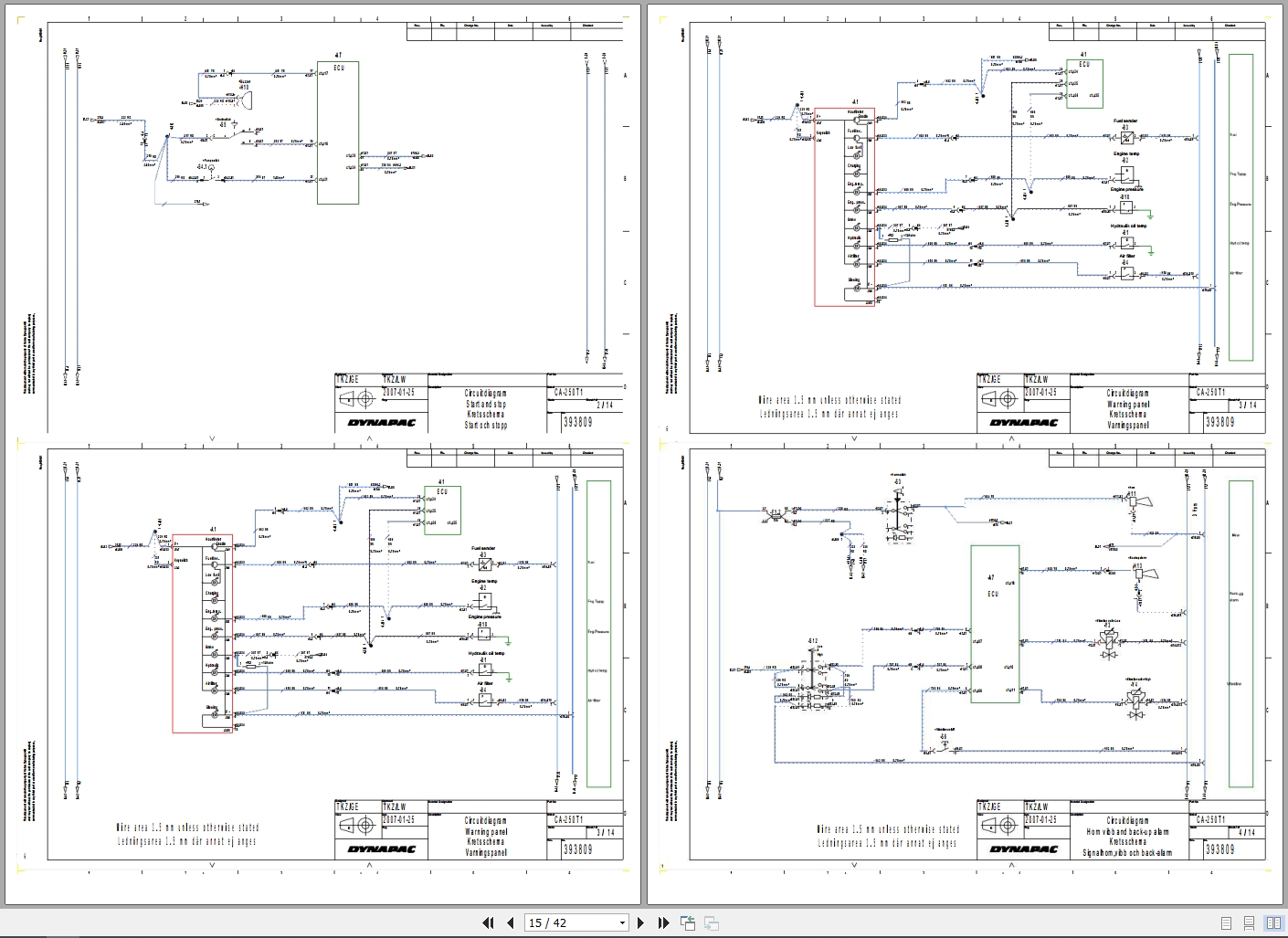 Dynapac Vibratory Roller CA250 Tier I To CA280 Tier III Workshop Manual Electrical Circuit Diagram W3023EN3 (2)
