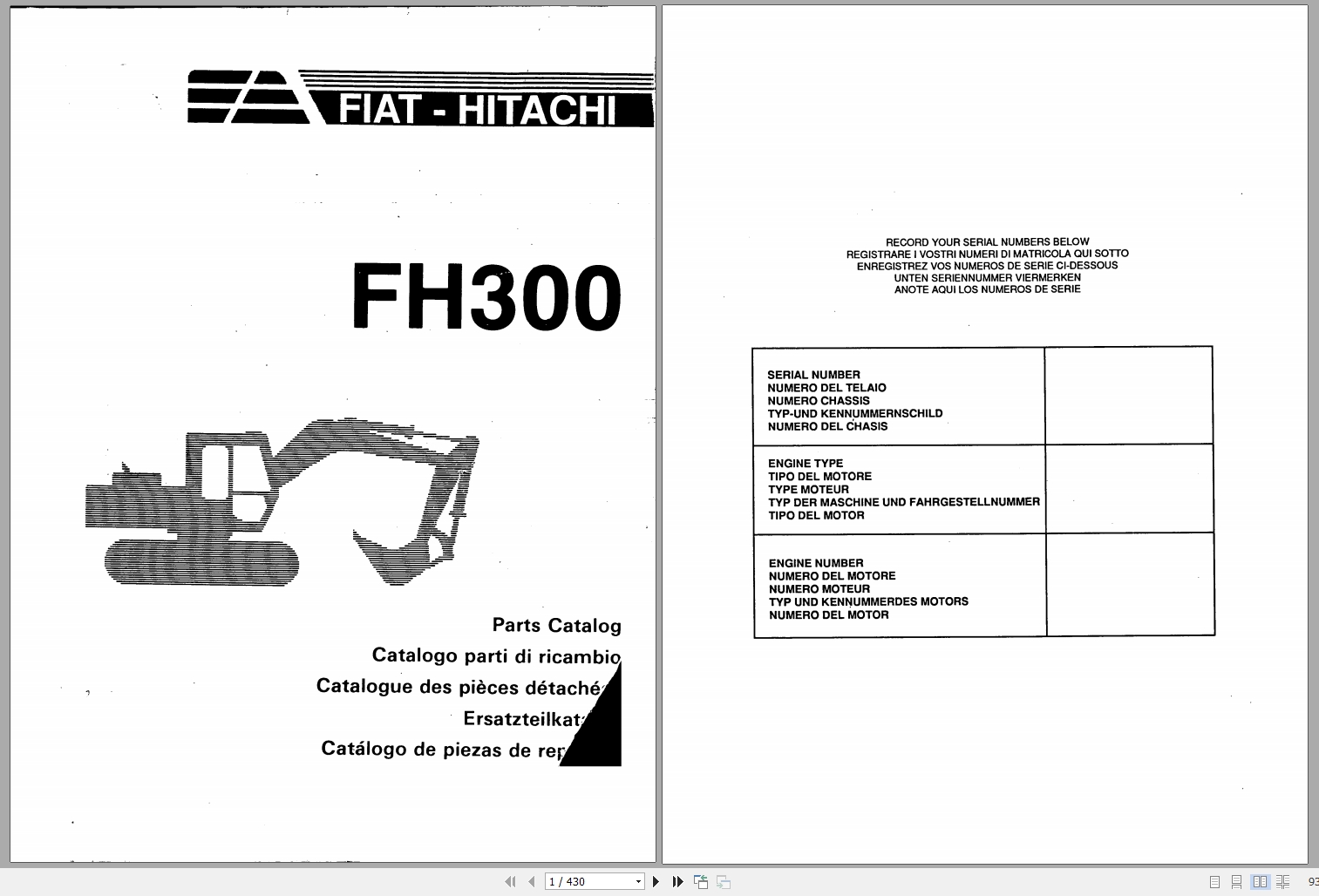 Fiat Hitachi Excavator FH300 Parts Manual (1)
