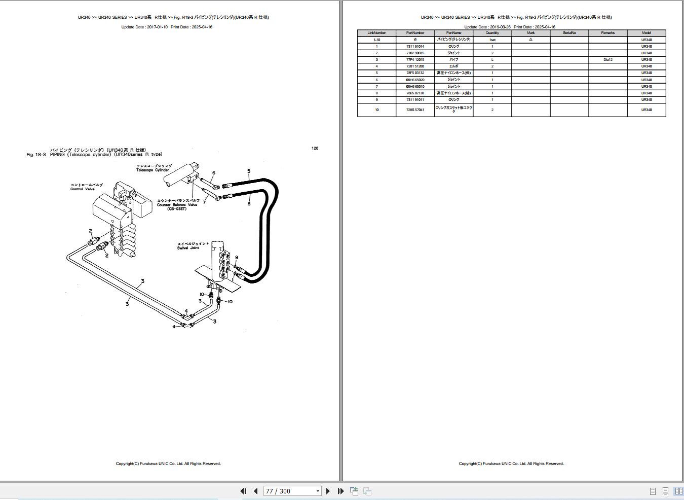 Furukawa Unic Crane UR340 SERIES Parts Catalog PCUR340199209A EN JP (2)