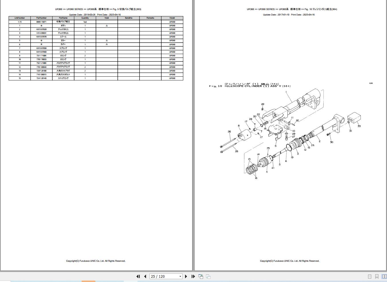 Furukawa Unic Crane UR360 SERIES Parts Catalog EN JP (2)