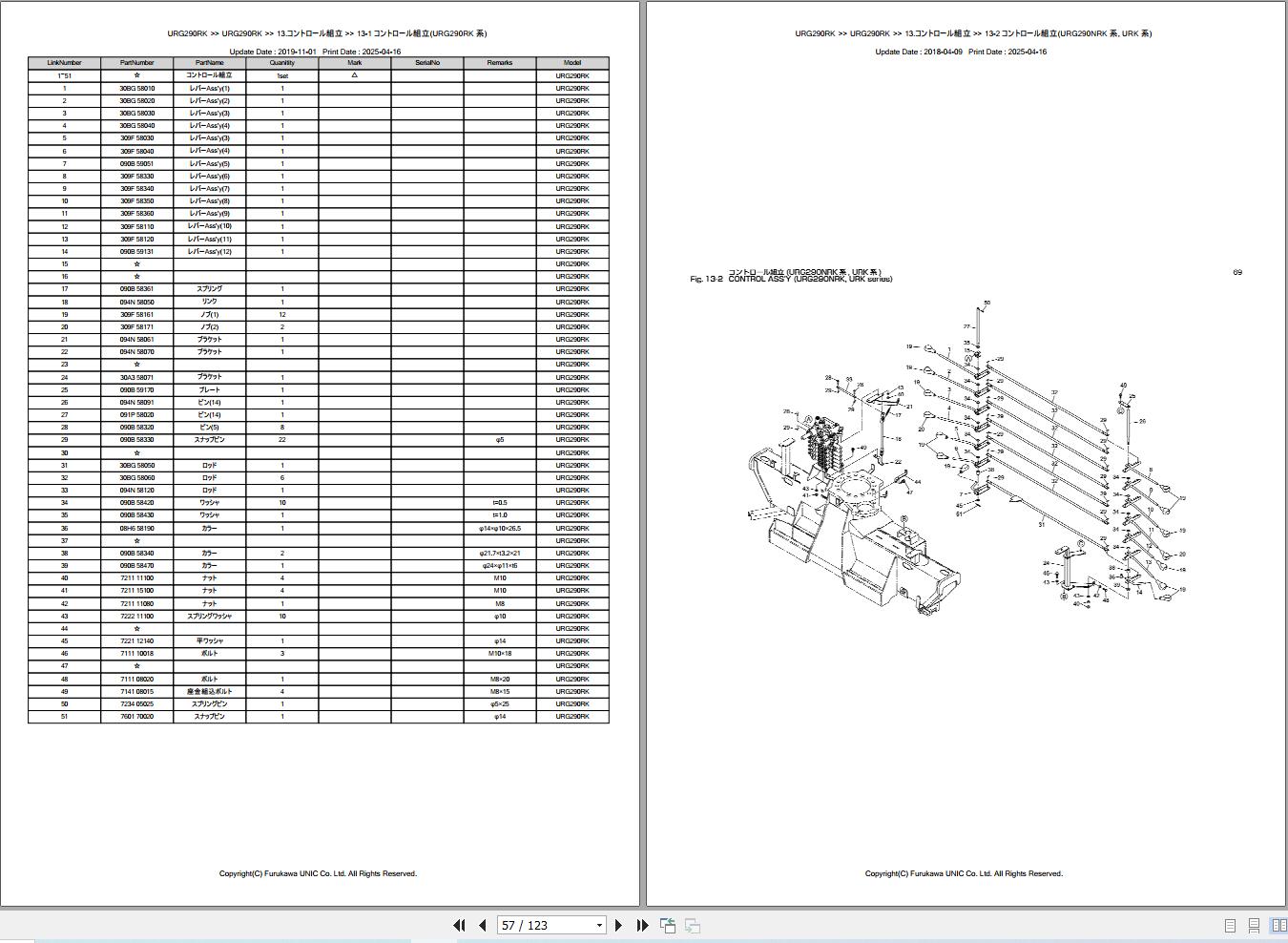 Furukawa Unic Crane URG290RK SERIES Parts Catalog PCURG290RK201802B EN JP (2)